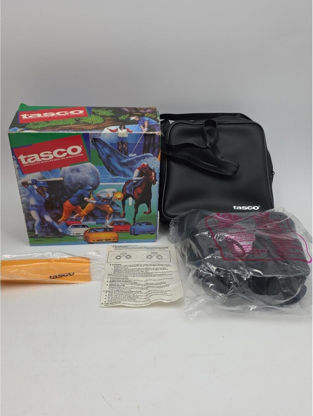 NOS TASCO Vintage 10 x 50mm Wide Angle Binoculars 367ft/1000yds with lids